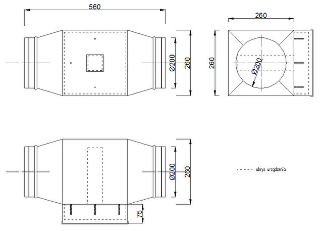 Wymiary adaptera do AERIS Oxy 750/2000