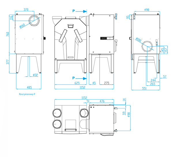 WYMIARY GWC Z REKUPERATOREM AERIS 450 i 550: